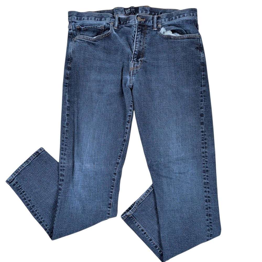Gap Athletic Taper Jeans Mens 36x34 Dark Indigo Denim Stretch